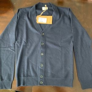 Navy Cardigan (Merino Wool, Silk, and Cashmere)